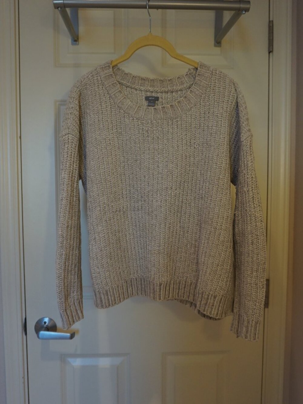 Aerie | Gray Chenille Shimmer Ribbed Knit Oversized Sweater | Size M